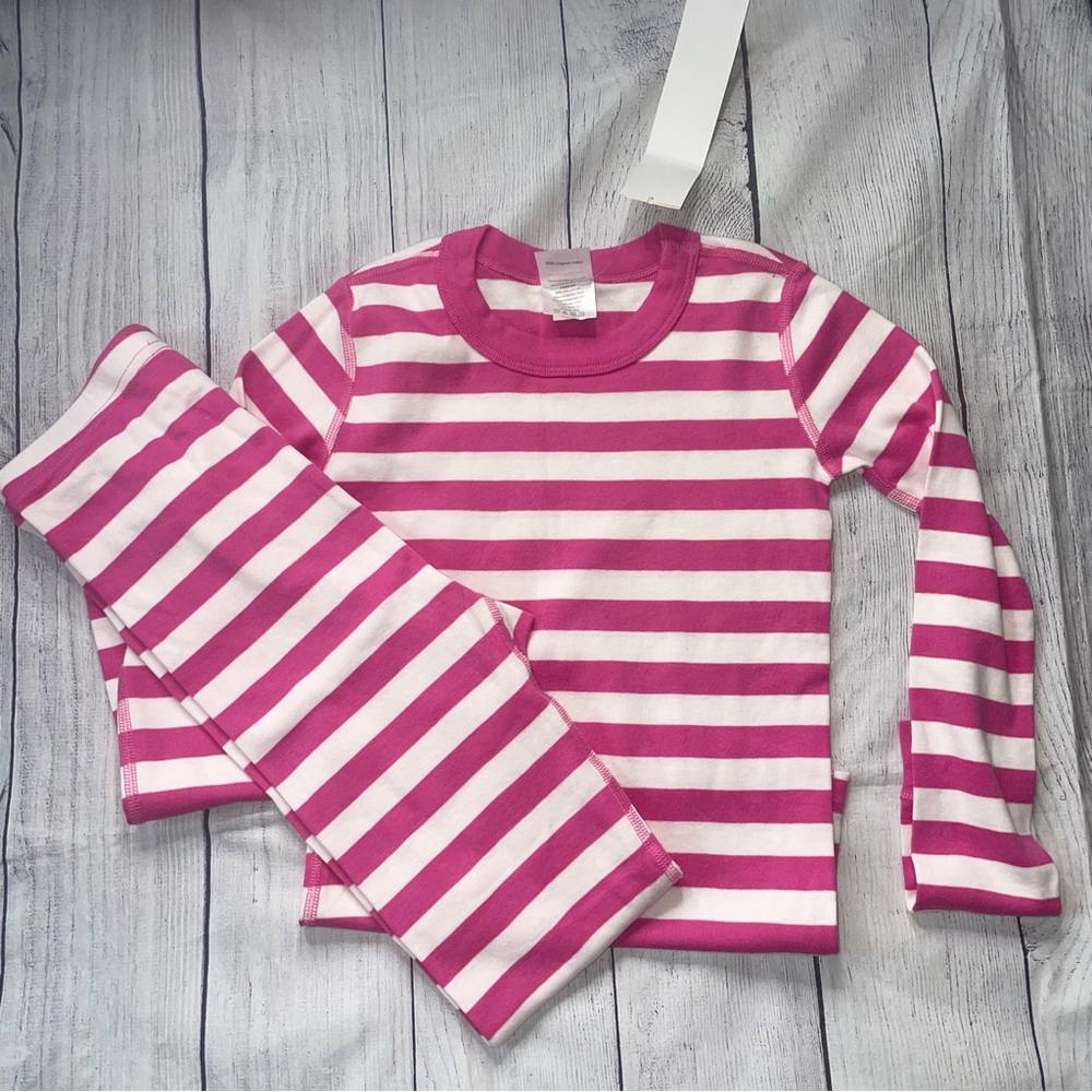 NWT Hanna Andersson Pink and White Striped Pajama Set